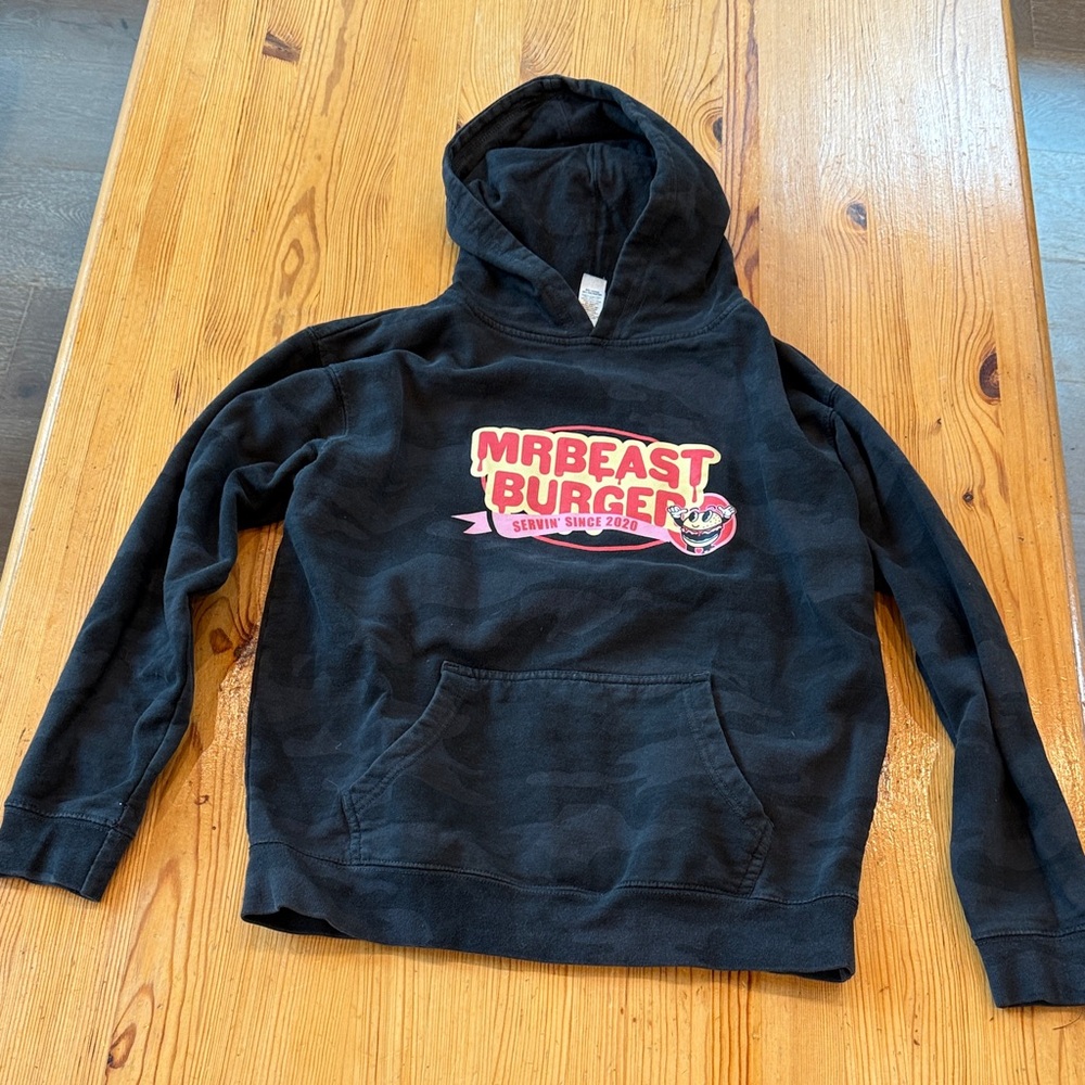 MrBeast Burger Black Hoodie for Kids